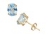 Oval Aquamarine Simulant 10K Yellow Gold Earrings 1.66ctw