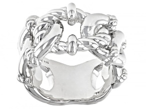 Judith Ripka Rhodium Over Sterling Silver Linked Band Ring