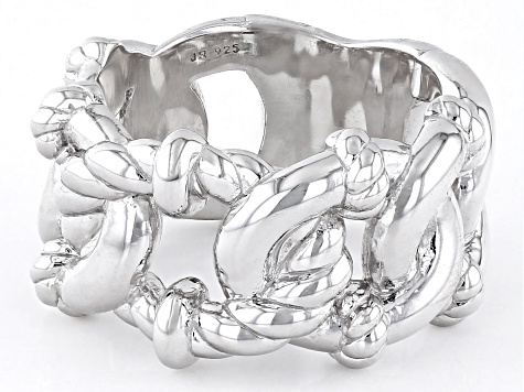 Judith Ripka Rhodium Over Sterling Silver Linked Band Ring