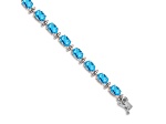 Rhodium Over 14k White Gold Blue Topaz Bracelet