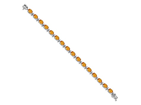Rhodium Over 14k White Gold Citrine Bracelet