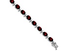 Rhodium Over 14k White Gold Garnet Bracelet