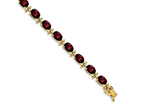 14k Yellow Gold Garnet Bracelet