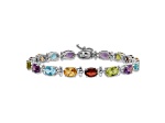 Rhodium Over 14k White Gold Rainbow Gemstone Bracelet