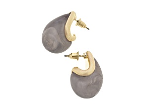 Riley Gold Tone Marbled Resin Gray Earrings