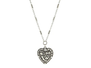 1928 Jewelry Silver Tone Heart Paw and Bones Necklace
