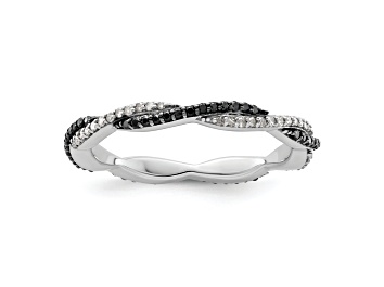 Picture of Sterling Silver Stackable Expressions Polished Black and White Diamond Ring 0.264ctw