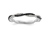 Sterling Silver Stackable Expressions Polished Black and White Diamond Ring 0.264ctw