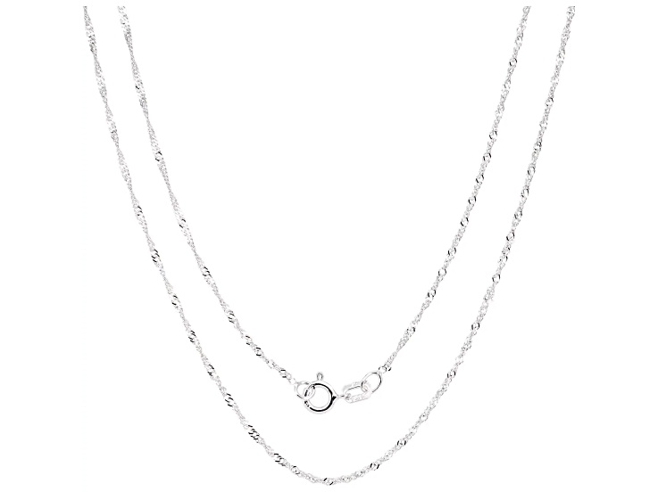 925 Sterling Silver 1mm Singapore Chain Necklace - 20"