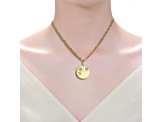 Kid's 14k Gold Plated over Brass with Clear Cubic Zirconia Heart & Lucky Star Pendant Necklace