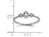 Rhodium Over 14K Gold Roped Band Petite Oval Diamond Ring 0.13ctw