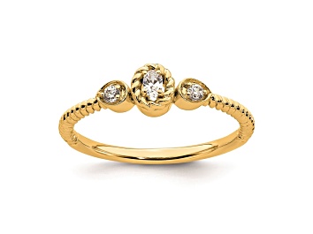 Picture of 14K Yellow Gold Roped Band Petite Oval Diamond Ring 0.13ctw