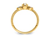14K Yellow Gold Roped Band Petite Oval Diamond Ring 0.13ctw