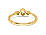 14K Yellow Gold Roped Band Petite Oval Diamond Ring 0.13ctw