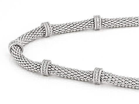 Judith Ripka Rhodium Over Sterling Silver Verona Station Necklace