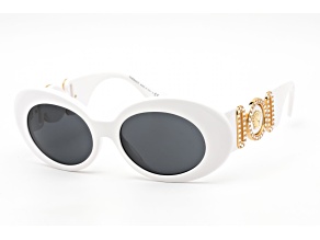 Versace White Oval Frames / Dark Gray Lenses Sunglasses