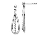 Rhodium Over 10k White Gold Diamond Teardrop Dangle Earrings