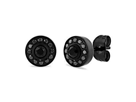 Black Ion-Plated Stainless Steel and Black Diamond Stud Earrings 0.50ctw
