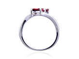 Trillion Garnet with White Topaz Accents Sterling Silver Ring, 1.22ctw