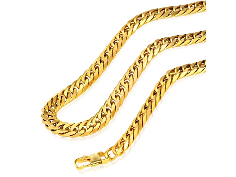 Invicta Jewelry Double Curb Yellow Plated Steel Necklace (11.5mm) - 24"