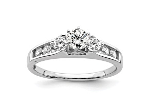 Rhodium Over 14K White Gold Lab Grown Diamond SI1/SI2, G H, Complete Engagement Ring 0.70ctw