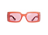 Pink Crystal Rectangular Frame Sunglasses