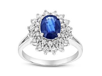 Picture of 1.80ctw Diamond and Sapphire Ring in 14k White Gold