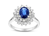 1.80ctw Diamond and Sapphire Ring in 14k White Gold