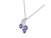 Rhodium Over Sterling Silver 7x5mm Oval Tanzanite and White Cubic Zirconia Pendant 2.37ctw
