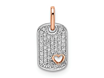 Picture of 14k White Gold and 14k Rose Gold Small Dog Tag with Heart Diamond Pendant