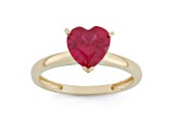 Lab Created Ruby 10K Yellow Gold Heart Ring 2.15ctw