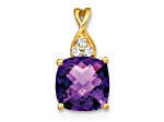 10k Yellow Gold 1.715 ctw Checkerboard Purple Amethyst February Birthstone and Diamond Pendant