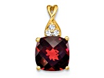 10k Yellow Gold 1.715 cttw Checkerboard Red Garnet January Birthstone and Diamond Pendant