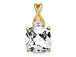 10k Yellow Gold 1.715 cttw Checkerboard White Topaz April Birthstone and Diamond Pendant