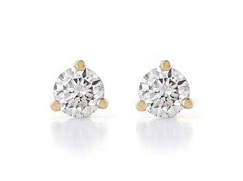 Picture of White  IGI Certified Lab-Grown Diamond 14kt Yellow Gold Martini Stud Earrings 0.75ctw
