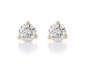 White  IGI Certified Lab-Grown Diamond 14kt Yellow Gold Martini Stud Earrings 0.75ctw