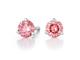 Pink Lab-Grown Diamond 14kt White Gold Martini Stud Earrings 0.75ctw