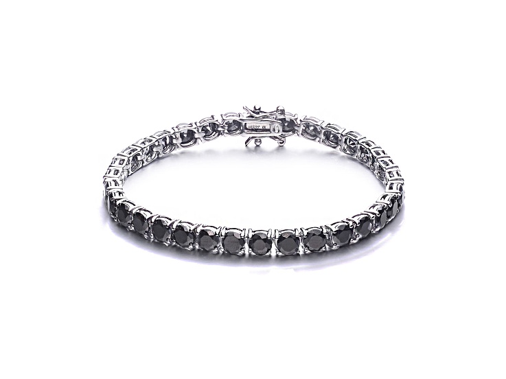 3mm Black Cubic Zirconia, Sterling Silver Tennis Bracelet