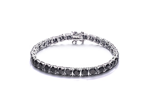 3mm Black Cubic Zirconia, Sterling Silver Tennis Bracelet
