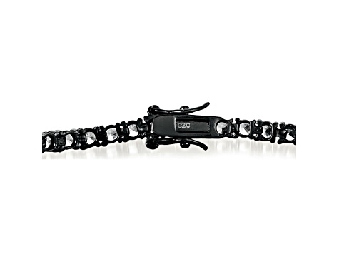 3mm Black Cubic Zirconia, Sterling Silver Tennis Bracelet