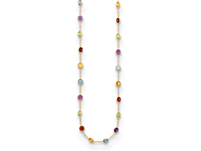 14K Yellow Gold Multi-color Gemstone 18 Inch Necklace