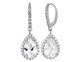 Lab Created White Sapphire Sterling Silver Dangle Earrings 9.12ctw