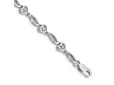 Rhodium Over 10k White Gold Polished Diamond Heart Bracelet