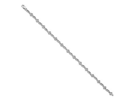 Rhodium Over 10k White Gold Polished Diamond Heart Bracelet