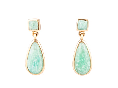 Barse Jewelry Blue Amazonite Gold Tone Teardrop Earrings