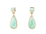 Barse Jewelry Blue Amazonite Gold Tone Teardrop Earrings
