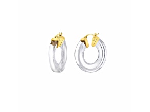 14K Yellow Gold Over Sterling Silver Clear Chunky V-Hoop Lucite Earrings