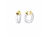 14K Yellow Gold Over Sterling Silver Clear Chunky V-Hoop Acrylic Earrings