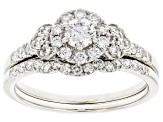 White Lab-Grown Diamond 14kt White Gold Bridal Ring Set 0.75ctw