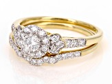 White Lab-Grown Diamond 14kt Yellow Gold Bridal Ring Set 0.75ctw